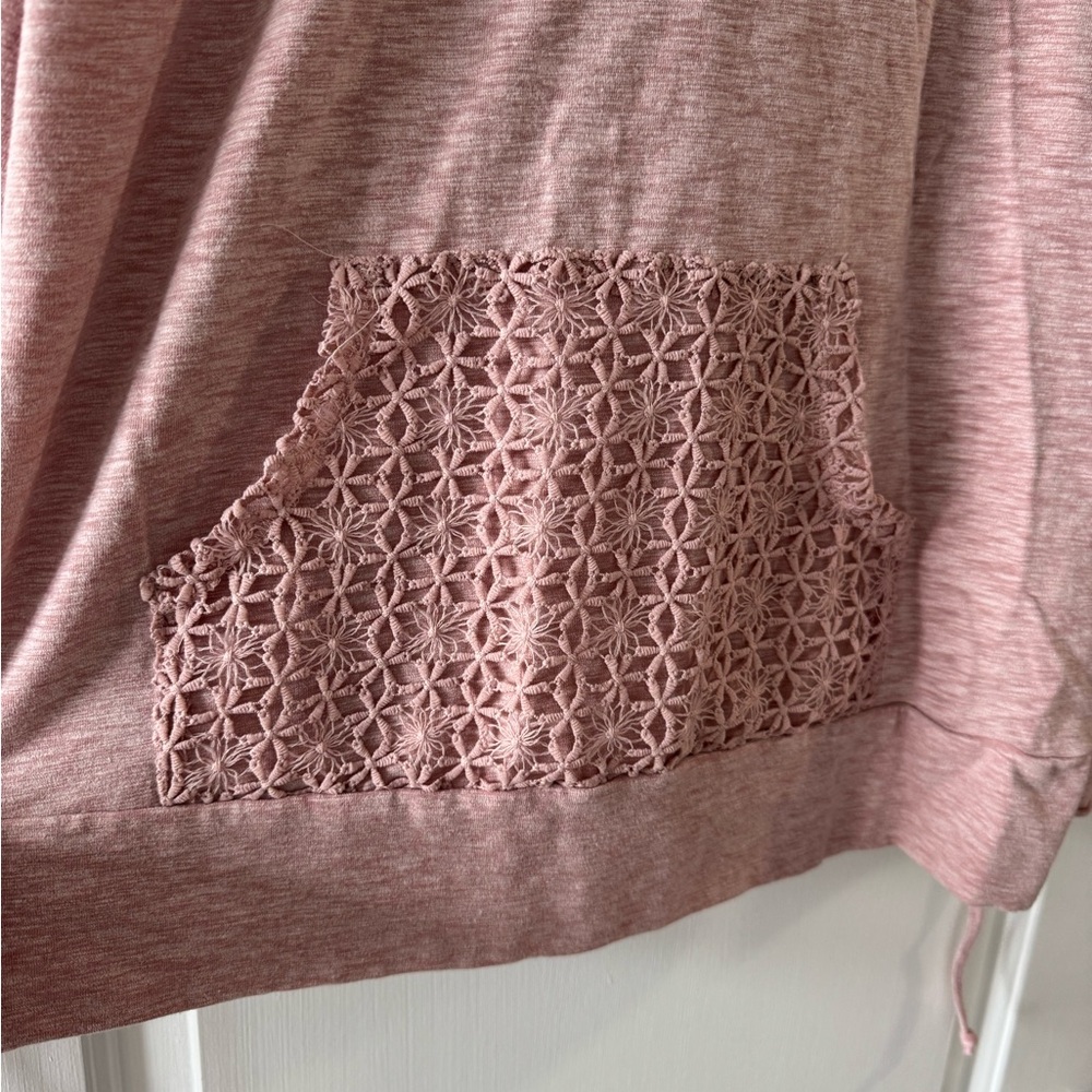 Doe & Rae Women's Pink Hoodie with Lace Detail - Picture 4 of 6